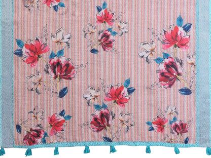 Linen Cotton Floral Printed Saree with Blouse Piece | Designer Piece | Dailywear | Naarikaa